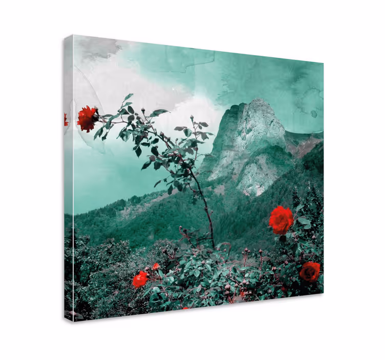 Dipinto di paesaggio rosa di montagna - TenStickers