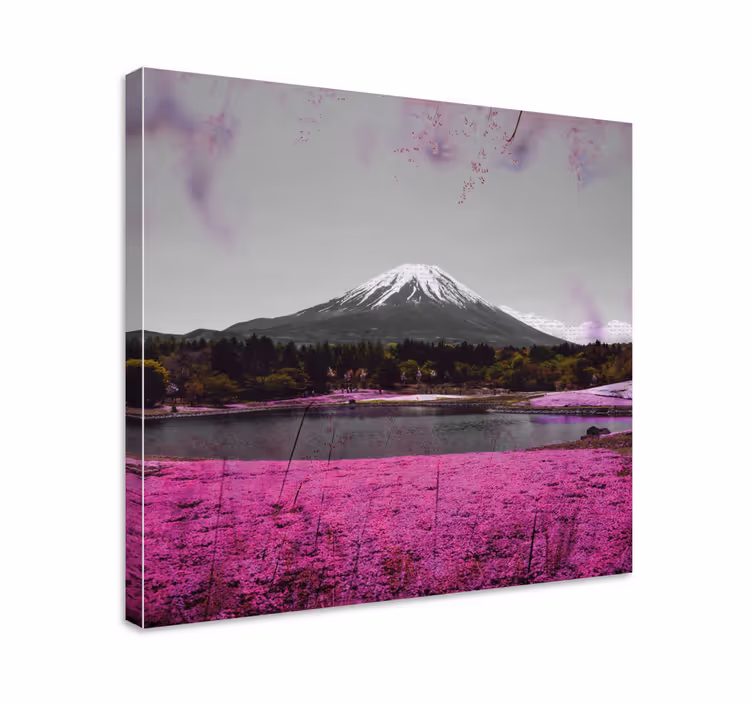 Dipinto di paesaggio riflesso del monte fuji - TenStickers