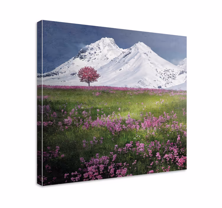 Dipinto di paesaggio serenità del prato montano - TenStickers
