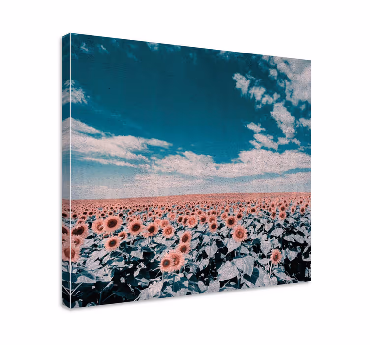 Dipinto con fiori e piante orizzonte campo di girasoli - TenStickers