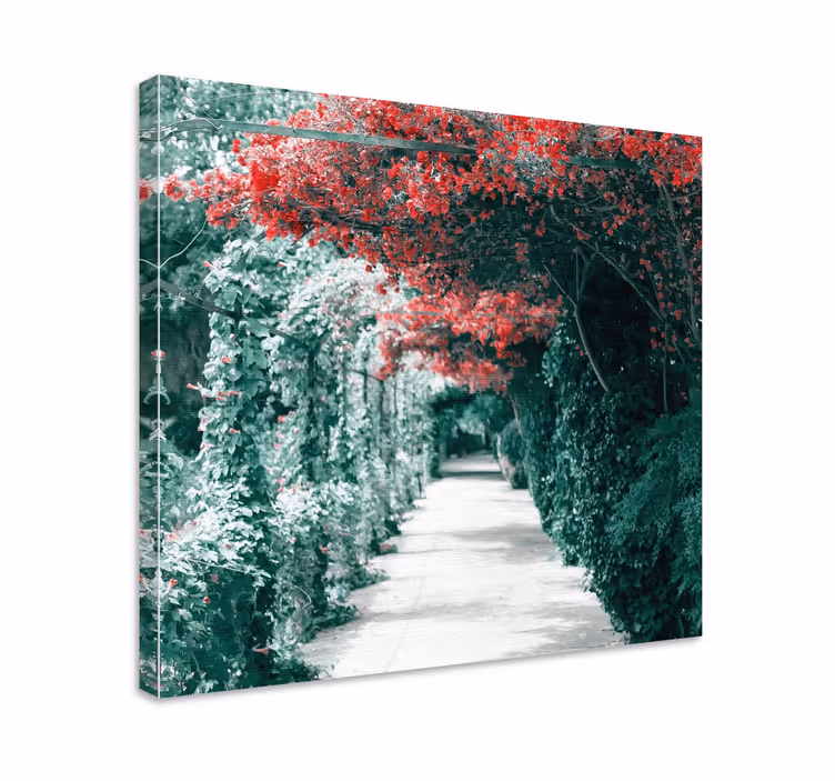 Dipinto con fiori e piante sentiero floreale vibrante - TenStickers