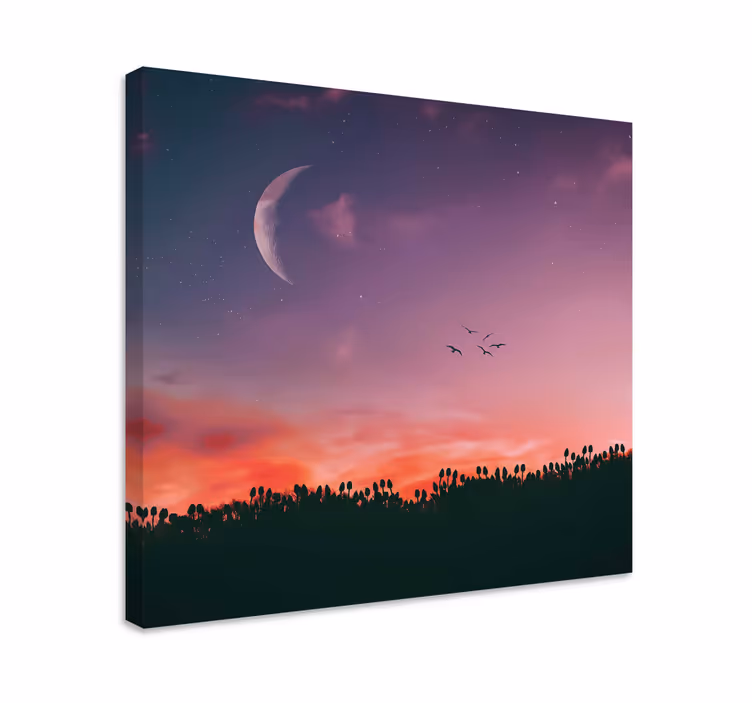 Dipinto di paesaggio cielo al chiaro di luna - TenStickers