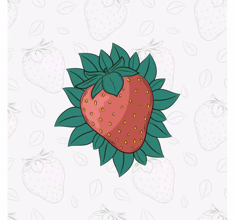 Dipinto con frutta e natura morta fragola con foglie - TenStickers