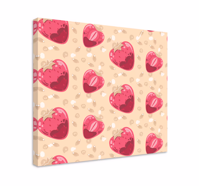 Dipinto con frutta e natura morta motivo cuori di fragola - TenStickers