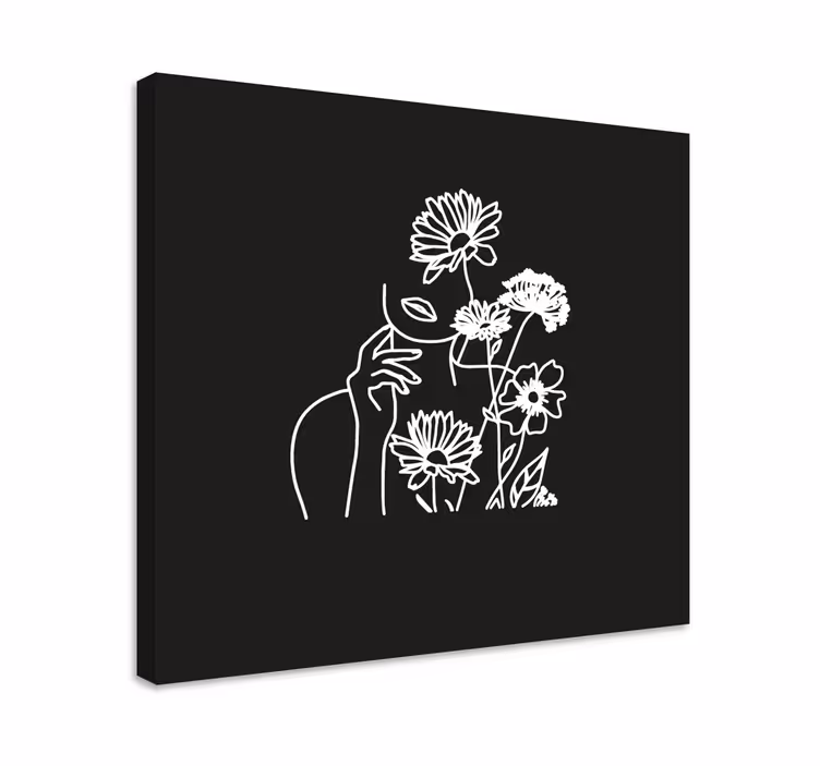 Dipinto con fiori design floreale minimalista femminile - TenStickers