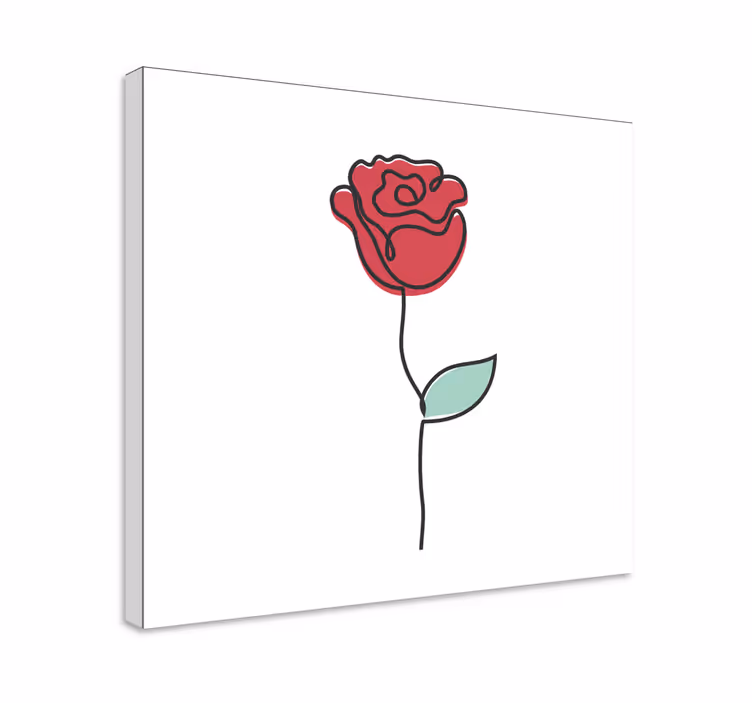 Dipinto con fiori e piante rosa rossa elegante - TenStickers
