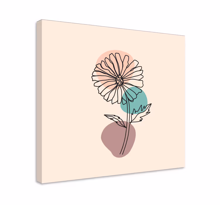 Dipinto con fiori e piante contorno di fiore singolo - TenStickers