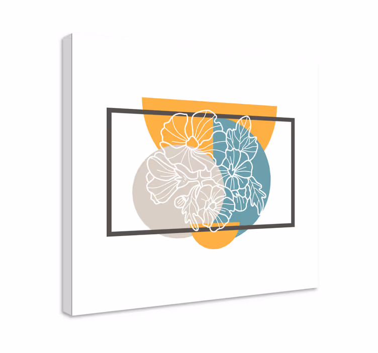 Dipinto con fiori e piante illustrazione botanica a contorno - TenStickers