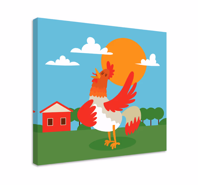 Cornice quadro con animali e insetti gallo al sole - TenStickers