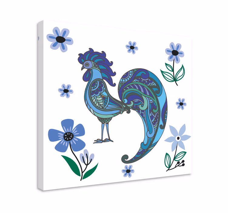 Cornice quadro con animali e insetti scultura gallo colorato - TenStickers