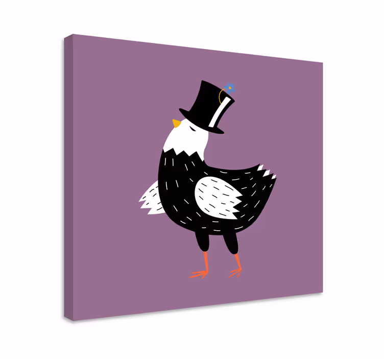 Dipinto con uccelli uccello elegante con cappello - TenStickers