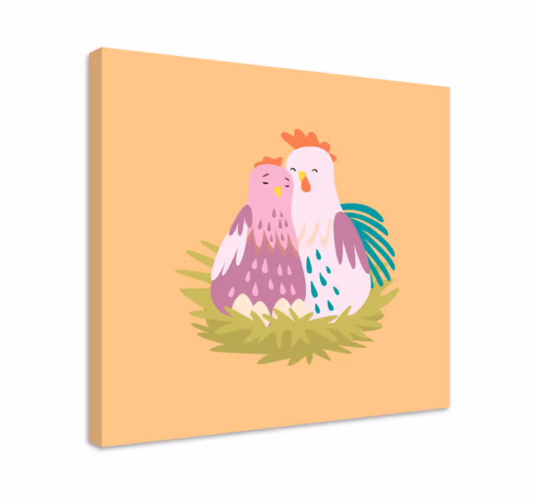 Cornice quadro con animali e insetti coppia di galline - TenStickers