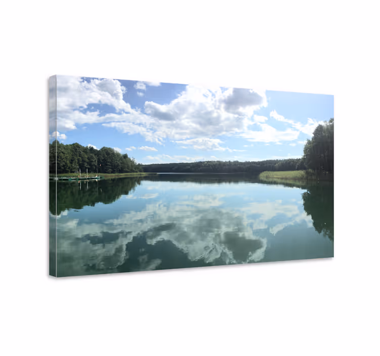 Dipinto di paesaggio vista lago riflesso - TenStickers