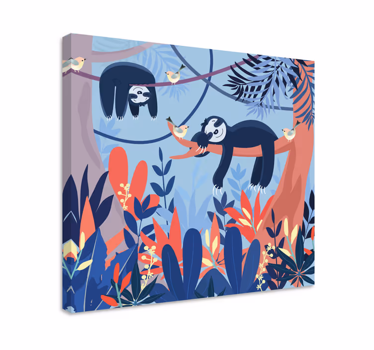 Cornice quadro con animali e insetti bradipi su ramo - TenStickers