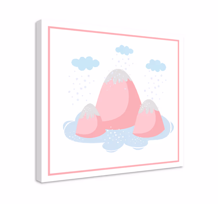 Dipinto elegante scena di montagna rosa - TenStickers