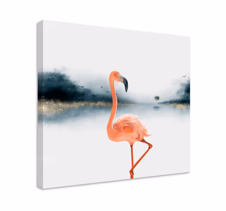 Dipinto di paesaggio elegante fenicottero - TenStickers