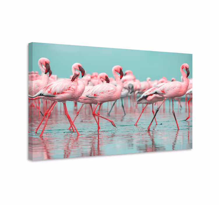 Cornice quadro con animali e insetti raduno di fenicotteri - TenStickers
