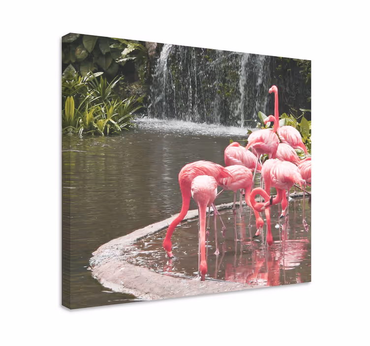 Dipinto con uccelli stormo di fenicotteri piscina - TenStickers