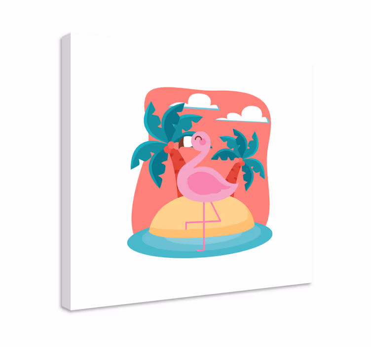 Cornice quadro con animali e insetti fenicottero su isola - TenStickers