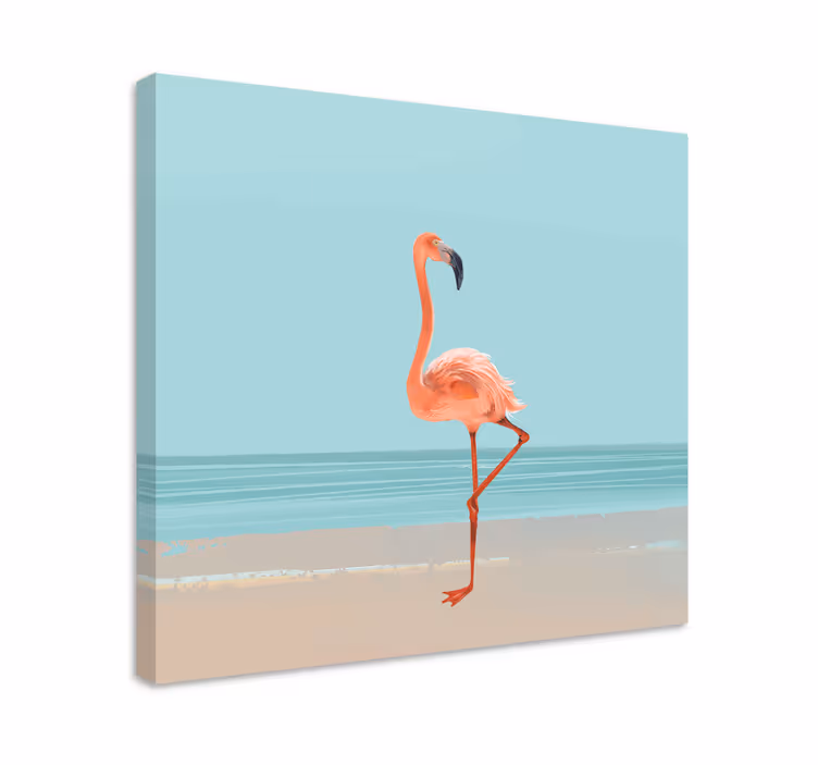 Dipinto con uccelli posa elegante di fenicottero - TenStickers