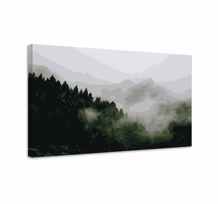 Dipinto di paesaggio foresta montuosa mistica - TenStickers