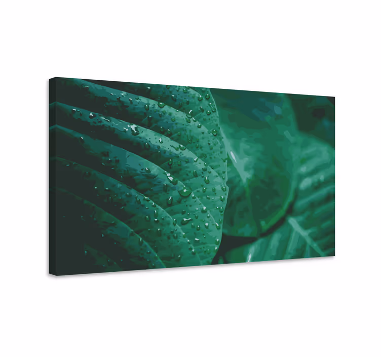 Dipinto con fiori e piante fogliame verde vivo - TenStickers