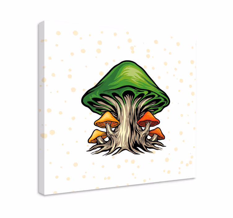 Dipinto con fiori e piante motivo di crescita dei funghi - TenStickers