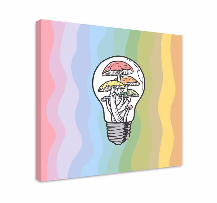 Dipinto con testo lampadina a fungo - TenStickers