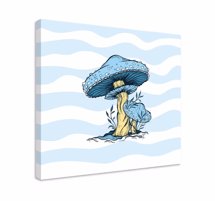 Quadro cucina Illustrazione di funghi blu - TenStickers