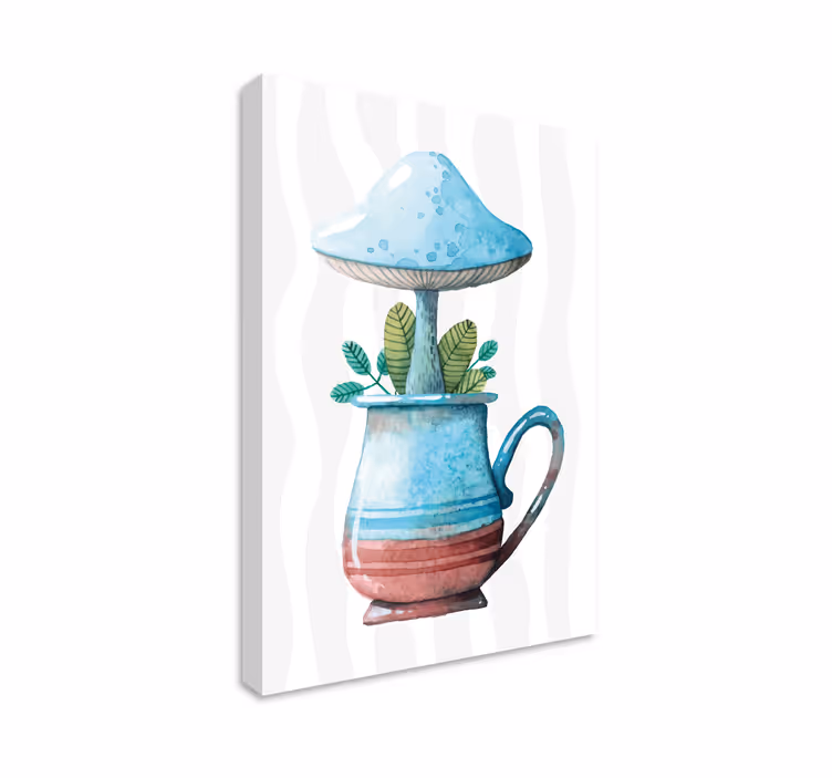 Dipinto con fiori e piante fungo in tazza - TenStickers