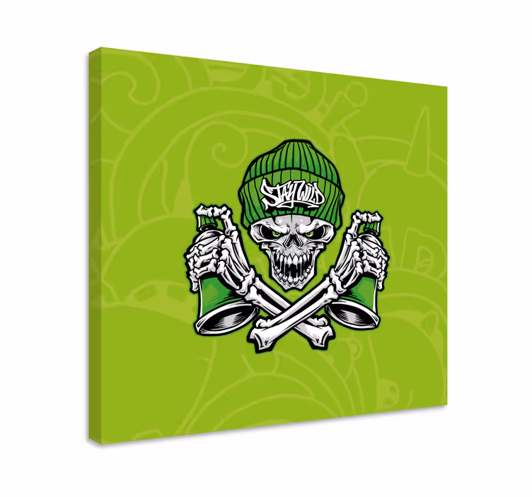 Quadri con persona e personaggi teschio con tazze - TenStickers