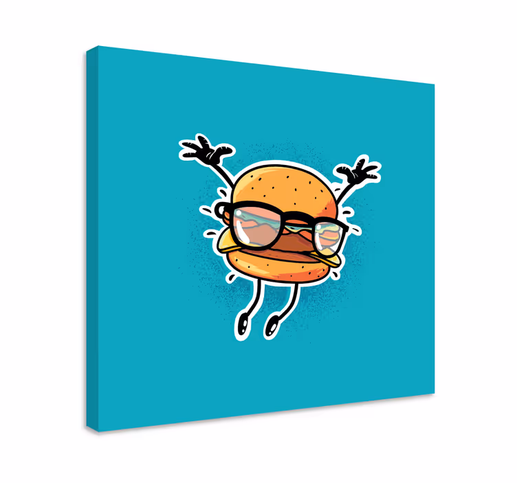 Dipinto con testo personaggio hamburger felice - TenStickers