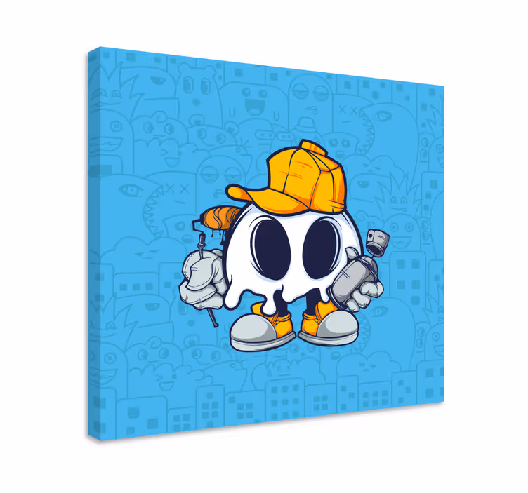 Dipinto con personaggio fantasma carino artista - TenStickers