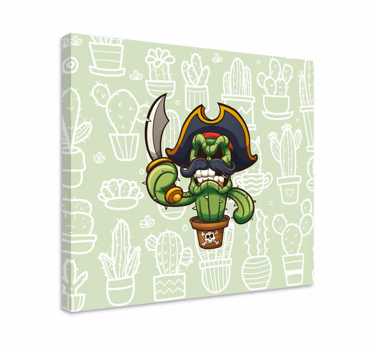 Dipinto di piante personaggio pirata cactus - TenStickers