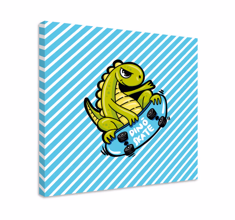 Dipinto con dinosauri divertimento con skateboard - TenStickers