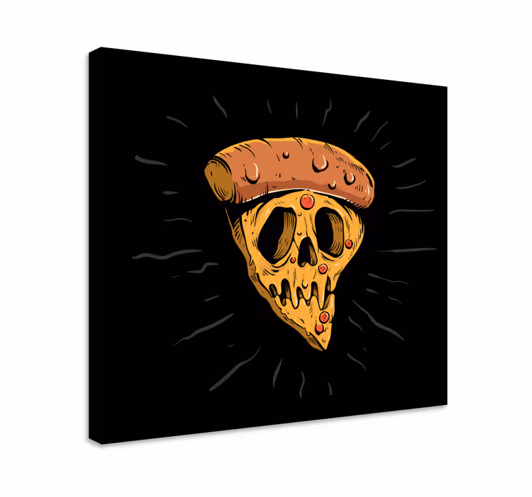 Dipinto con testo fetta di pizza teschio - TenStickers