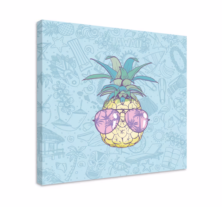 Dipinto con frutta e natura morta ananas con occhiali - TenStickers