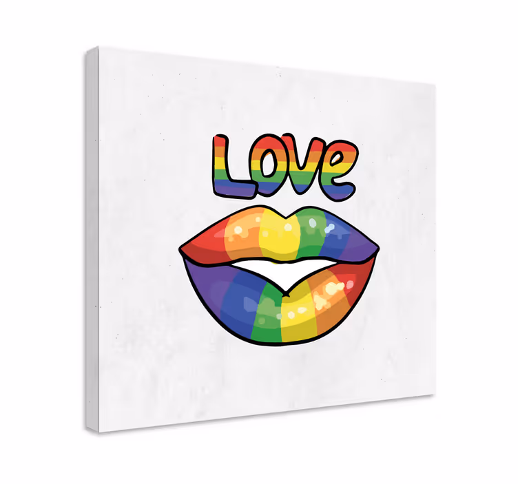 Dipinto con frase labbra d'amore colorate - TenStickers