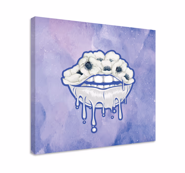 Cornice quadro ornamentale bocca con fiori - TenStickers