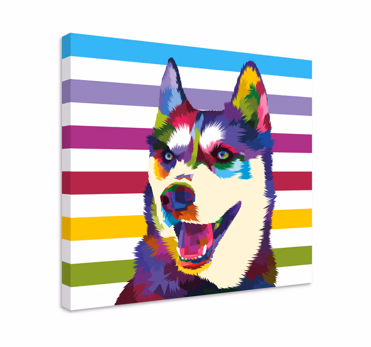 Dipinto cane ritratto di husky colorato - TenStickers