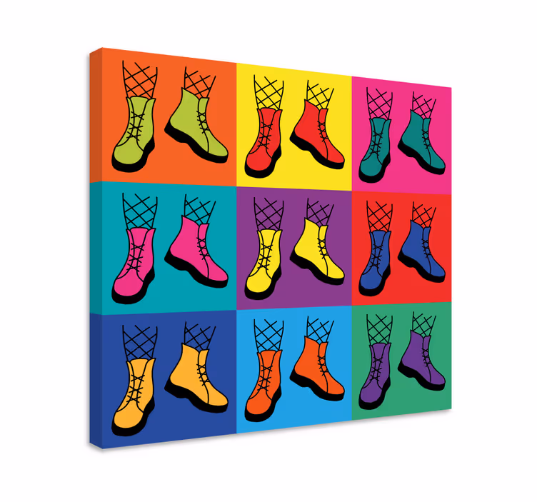 Dipinto con testo stivali colorati con lacci - TenStickers