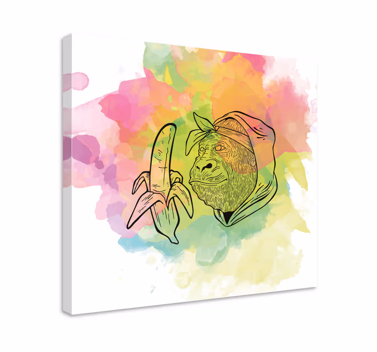 Dipinto con alfabeto e lettere gorilla con banana - TenStickers