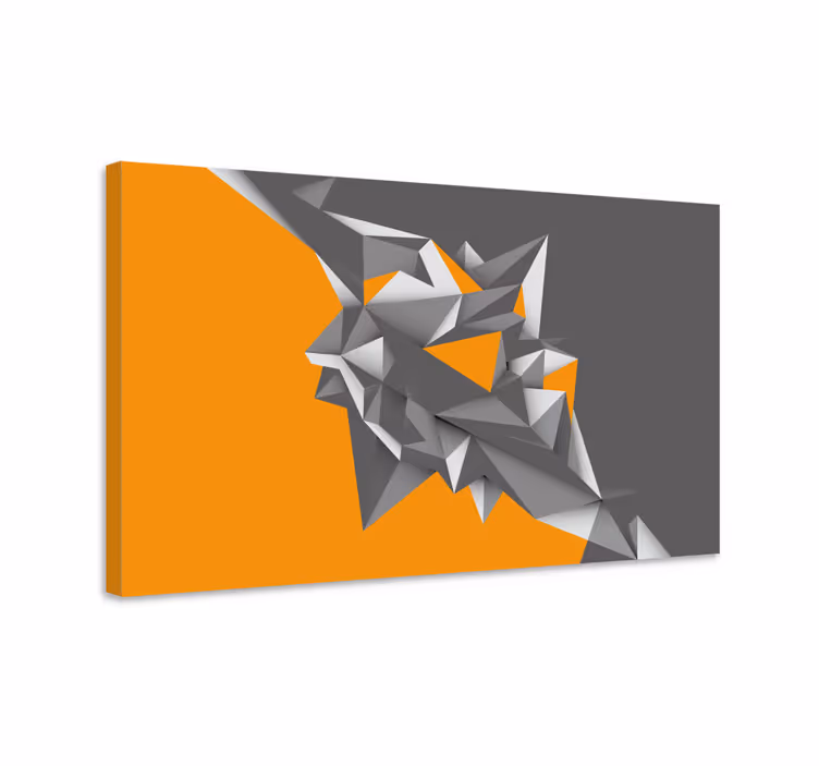 Quadro 3D Forme astratte geometriche grigie e arancioni - TenStickers