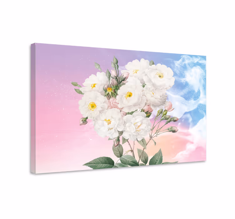 Dipinto con fiori e piante bouquet floreale bianco - TenStickers