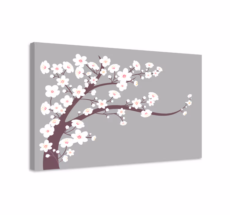 Dipinto con fiori e piante stelo di fiori di sakura - TenStickers