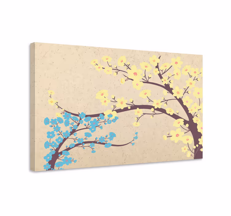 Dipinto con fiori e piante rami in fiore - TenStickers