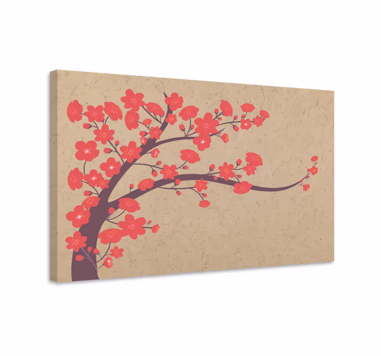 Dipinto con fiori e piante ramo di sakura - TenStickers