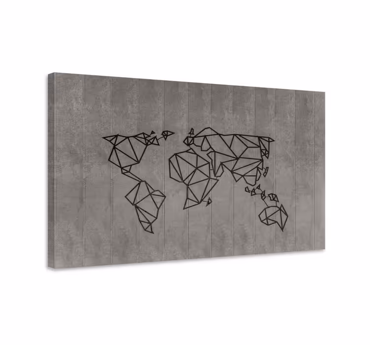 Dipinto mappamondo contorno geometrico del mondo - TenStickers