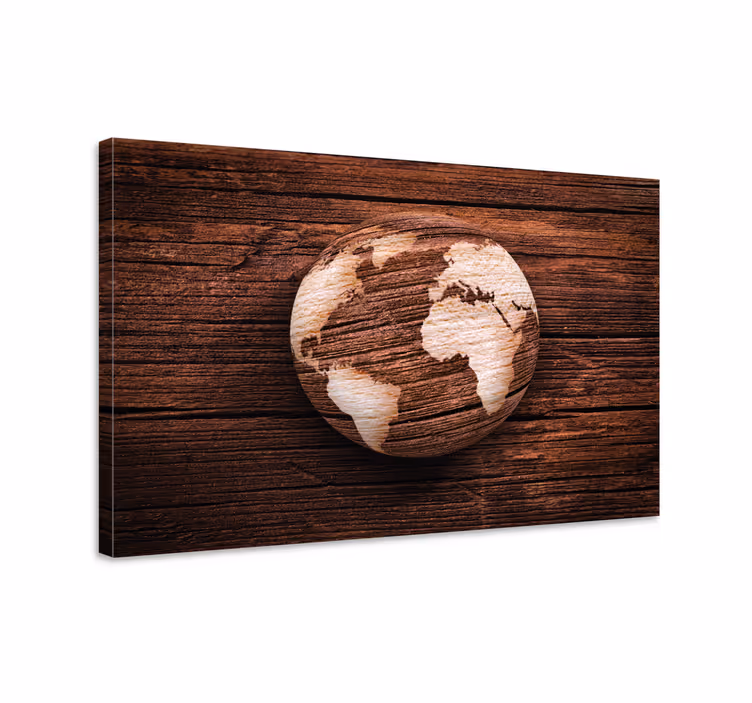 Dipinto mappamondo design in legno - TenStickers