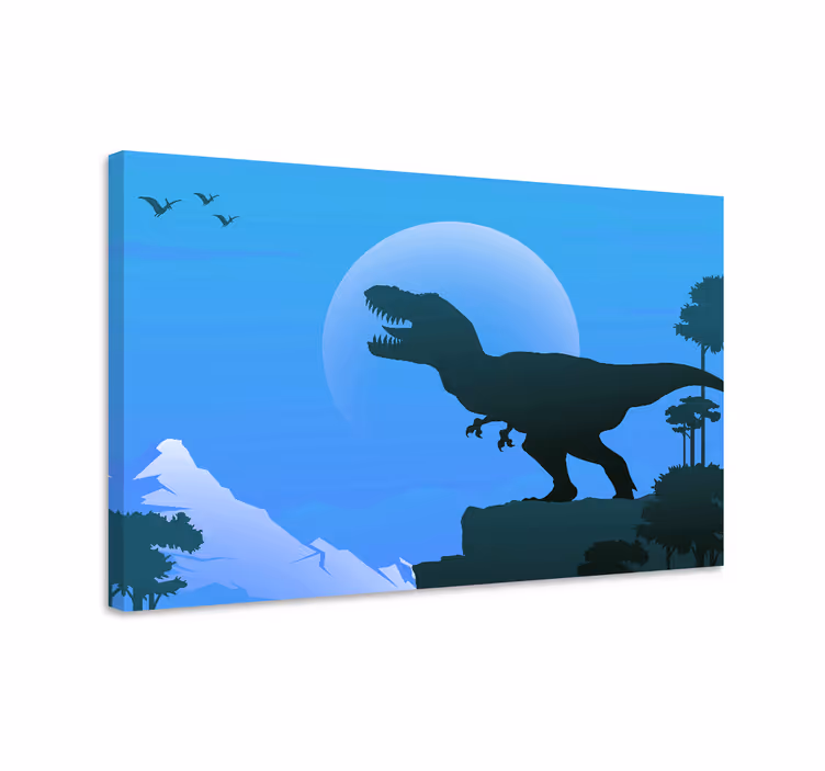 Dipinto con dinosauri silhouette di t-rex - TenStickers